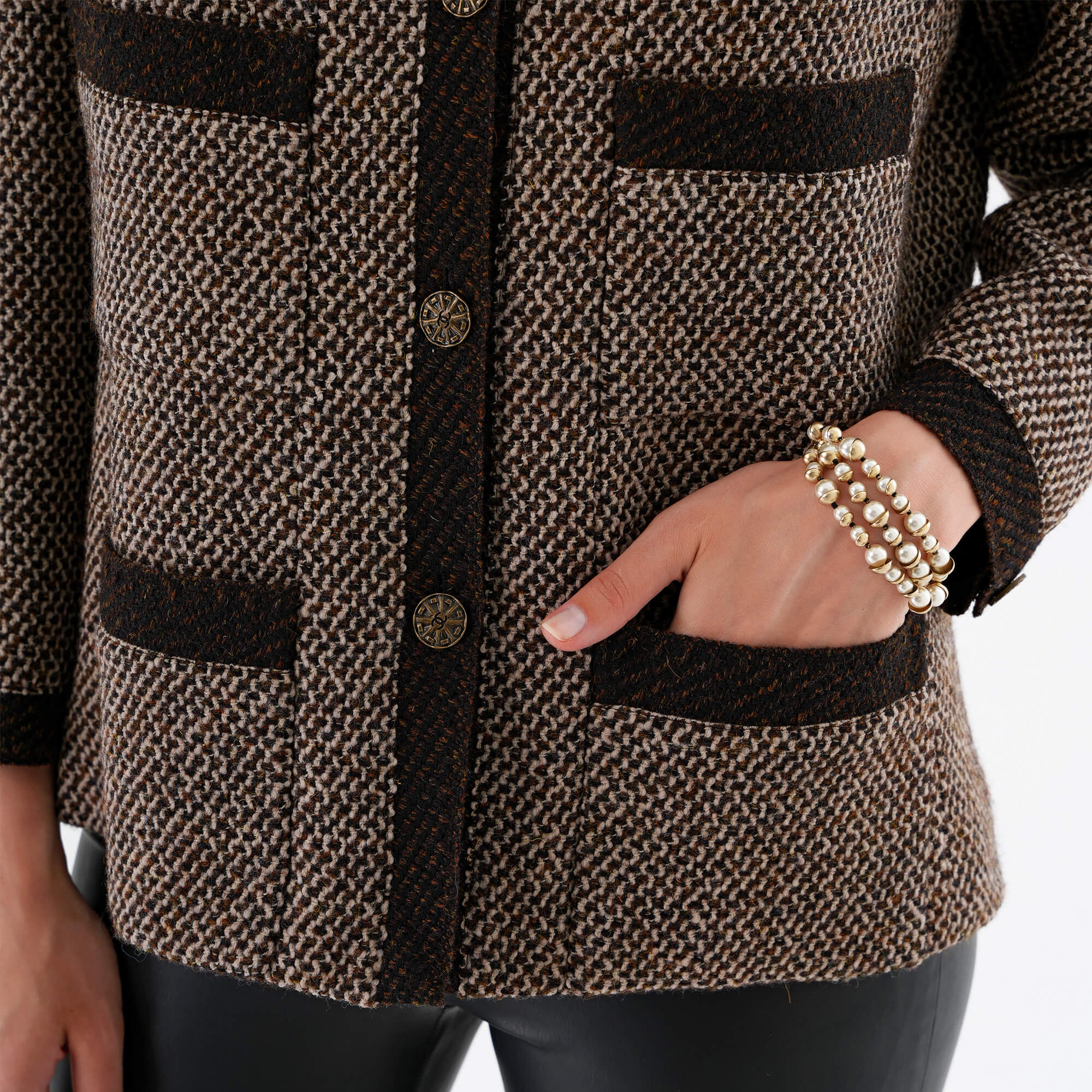 Chanel - 98A Vintage Brown Wool Classic Jacket FR46